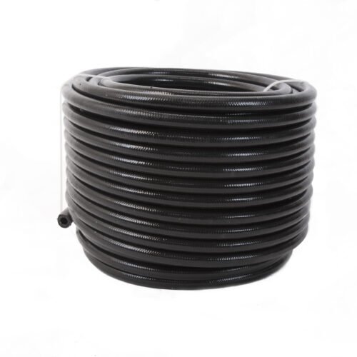 8an PTFE S/S Braided Hose 20ft Black Jacketed