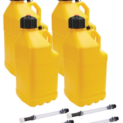 Utility Jug 5 Gal w/ Filler Hose Yellow 4pk