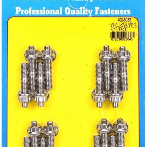 S/S Stud & Nut Kit (16) 8mm x 1.25in x  45mm