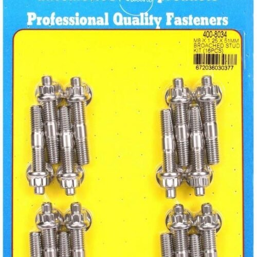 S/S Stud & Nut Kit (16) 8mm x 1.25in x  51mm