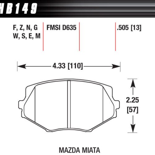 Brake Pads Front Mazda Miata MX-5 DTC-60