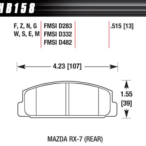 Street Brake Pads Rear Mazda RX-7 HPS