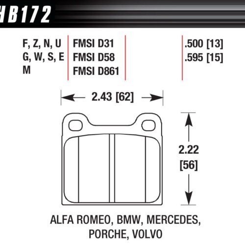 BRAKE PAD 64-00 EUROPEAN FRONT AND REAR