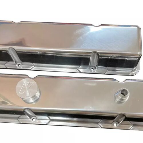 SBC Polished Cast-Alm. Blank Valve Cover Set