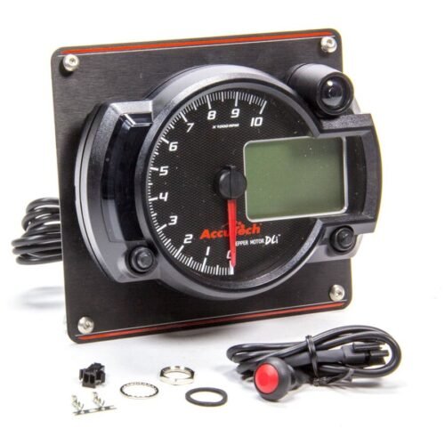 Tach 4in Data Logging Blk w/Blk Alum Panel