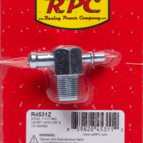 Steel T Fitting 3/8In NPT 3/8In & 1/4In Barbs
