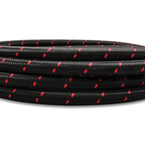 5ft Roll -12 Black Red Nylon Braided Flex Hose