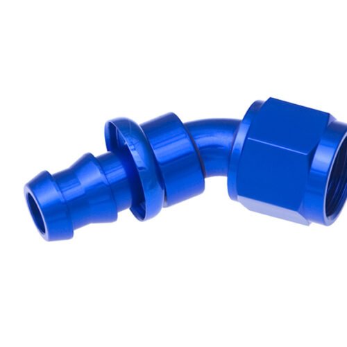 8AN Push Lock Hose End Blue 45-Deg