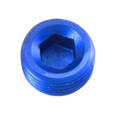 6AN 3/8NPT Pipe Plug Hex Head Blue 2/pkg