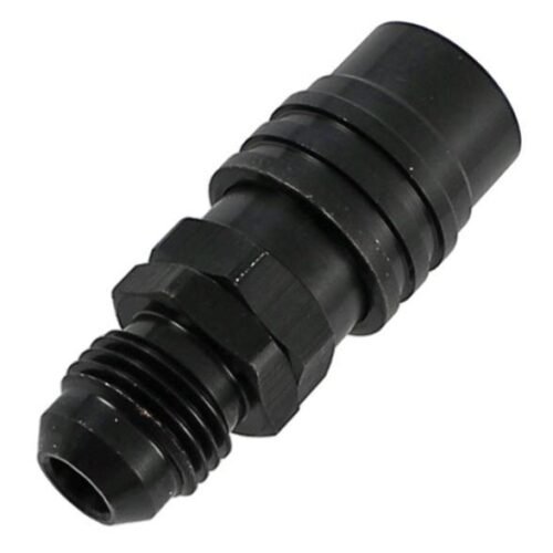6AN Straight Push Lock Valved Quick Connect BLK