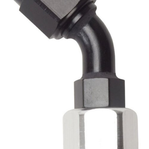 #8 45 Deg Hose End Black /Silver